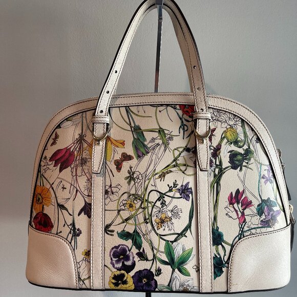Gucci Flora Calf Leather Top Handle/Crossbody Dome Bag - Preowned - Picture 1 of 15